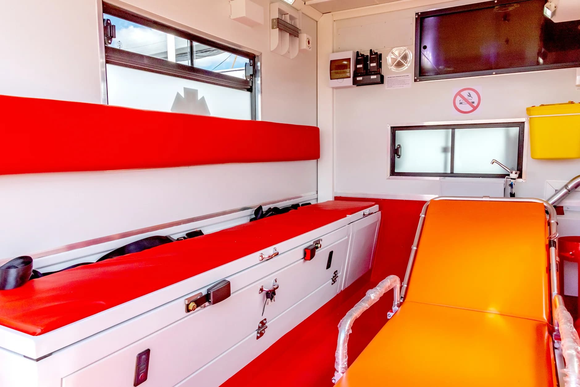 S6 Ambulance patient cabin with stretcher and attendant seating