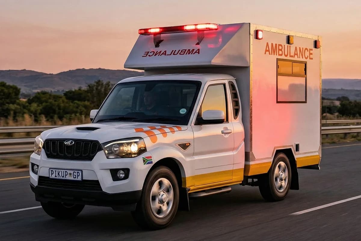 S6 Ambulance on the open road at sunset